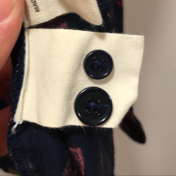 People Tree button down shirt size 12 organic cotton navy neons flowers floral - Picture 6 of 6